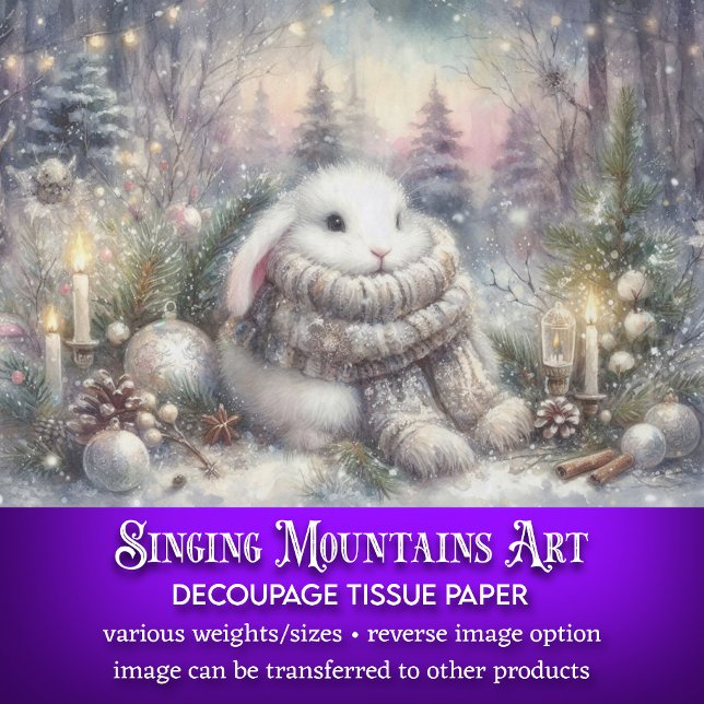 Cute Cozy Bunny Winter Wonderland Decoupage Tissue Paper (Creator Uploaded)
