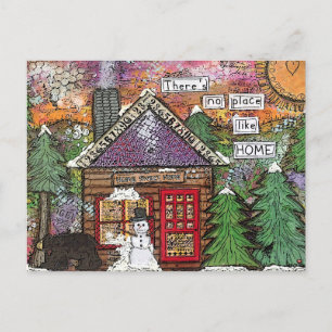 Cute Cozy Cabin In The Woods New Home Announcement Postcard