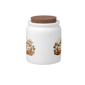 Cute Cozy Cappuccino Coffee Mug Candy Jar