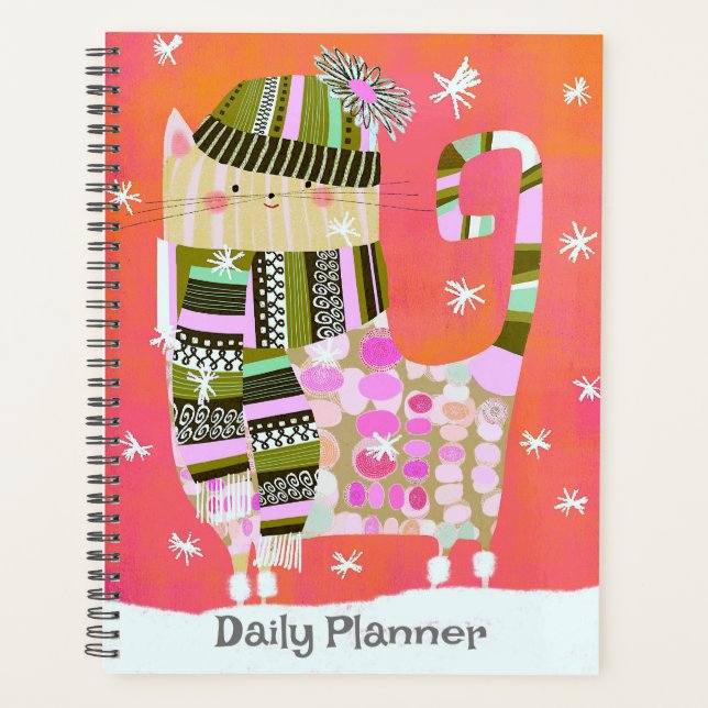 Cute Cozy Cat Daily Planner (Front)