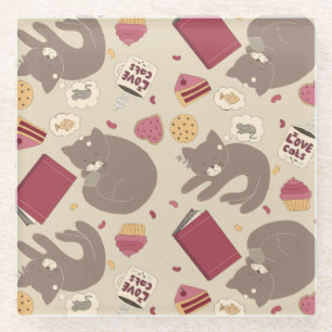 Cute Cozy Cat Lovers Collage Glass Coaster