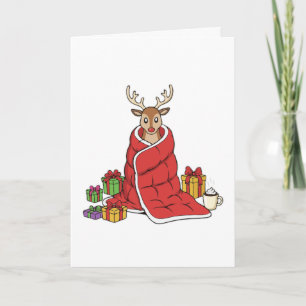 Cute Cozy Christmas Reindeer in Blanket Funny Card