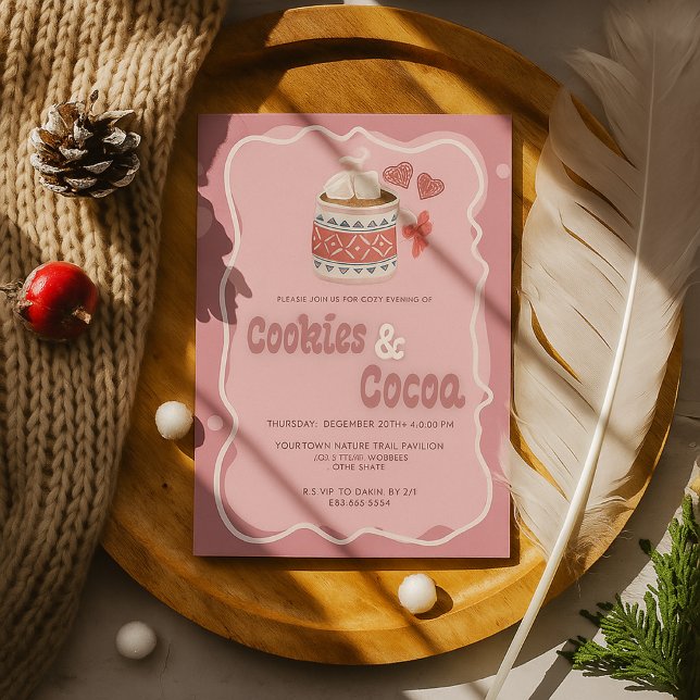 Cute Cozy Cookies and Cocoa Holiday Christmas Invitation (Creator Uploaded)