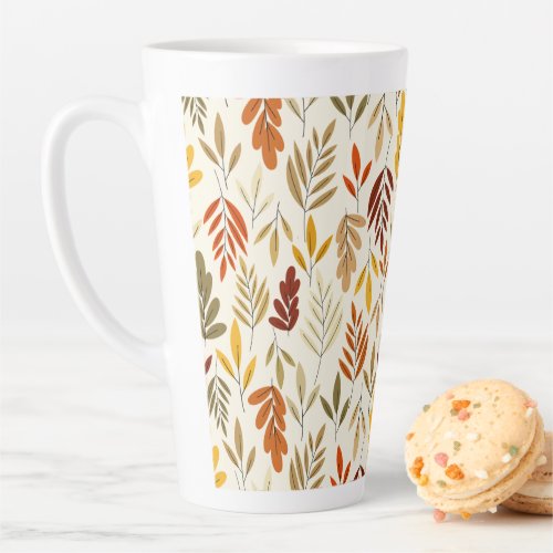 Cute Cozy Fall Leaves Pattern Latte Mug