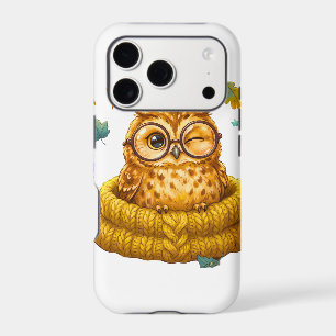Cute Cozy Fall Owl Yellow Sweater Autumn Leaves Ki iPhone 17 Pro Case