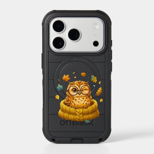 Cute Cozy Fall Owl Yellow Sweater Autumn Leaves Ki iPhone 17 Pro Case