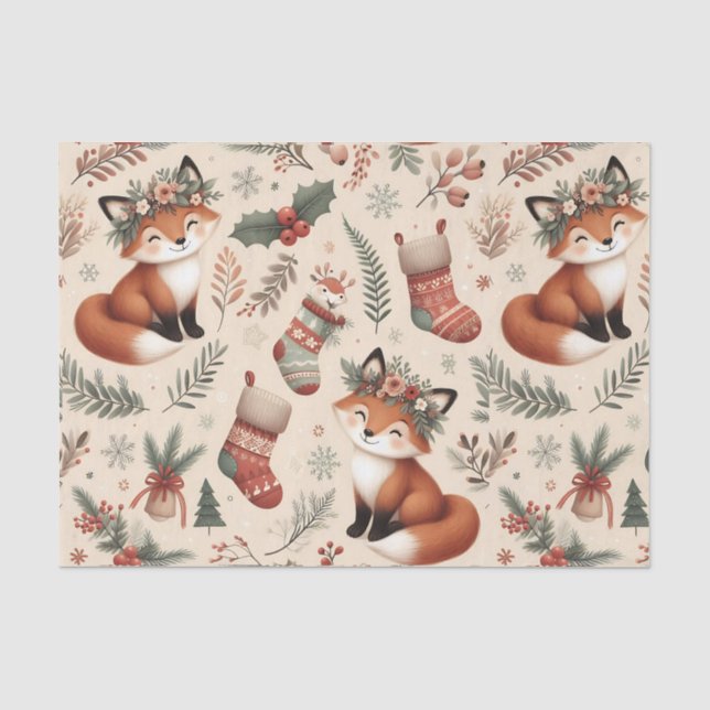 cute cozy fox design tissue paper (Front)