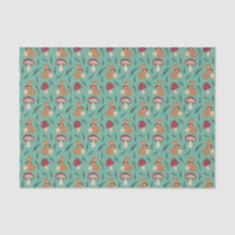Cute Cozy Fox with Mushrooms. Tissue paper.