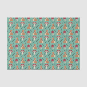 Cute Cozy Fox with Mushrooms. Tissue paper. Paper