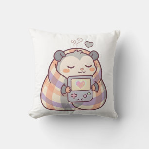 Cute Cozy Gamer Opossum Pillow