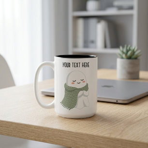 Cute Cozy Ghost Custom Name Two-Tone Coffee Mug