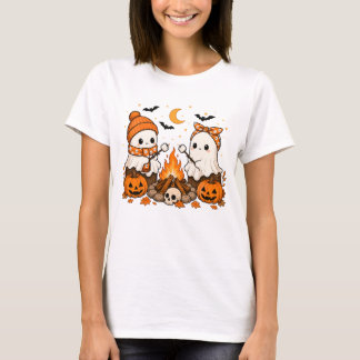 Cute Cozy Halloween Ghost Campfire Fall Autumn T-Shirt