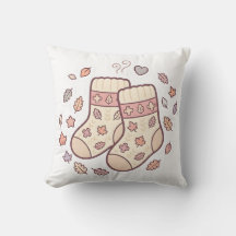 Cute Cozy Knit Autumn Socks Pillow