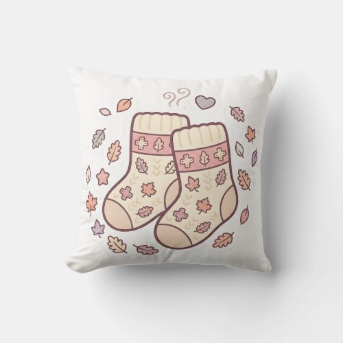 Cute Cozy Knit Autumn Socks Pillow