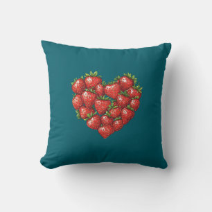 Cute Cozy Modern Romantic Chic Strawberry Heart Throw Pillow