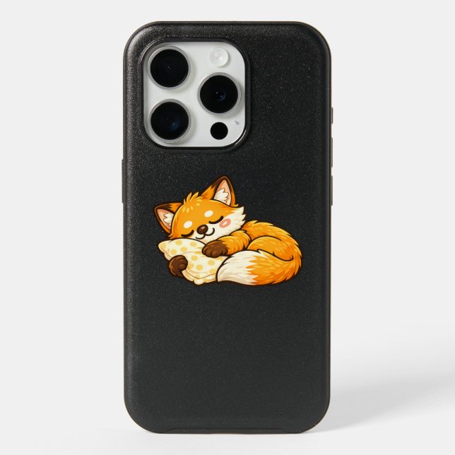 Cute Cozy Sleeping Fox iPhone 15 Pro Case (Back)
