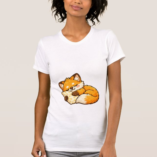 Cute Cozy Sleeping Fox T-Shirt (Front)