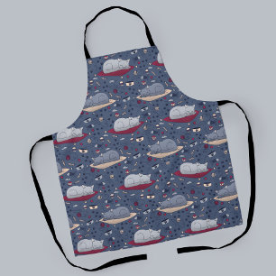 Cute & Cozy Sleepy Cat Dreams Pattern  Apron
