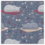 Cute &amp; Cozy Sleepy Cat Dreams Pattern  Fabric