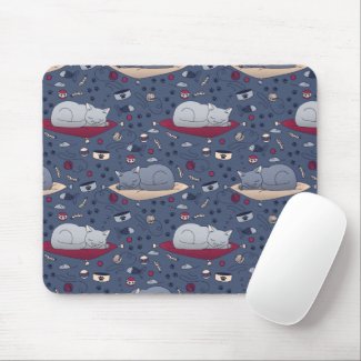 Cute & Cozy Sleepy Cat Dreams Pattern 