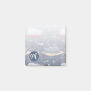Cute & Cozy Sleepy Cat Dreams Pattern  Post-it Notes
