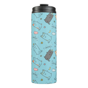 Cute & Cozy Sleepy Cat Dreams Pattern Thermal Tumbler