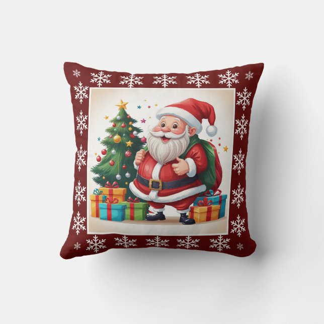 Cute Cozy Trendy Santa Claus Christmas No Photo  Throw Pillow (Back)