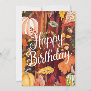 Cute Cozy Wish Autumn Fall Happy Birthday Card