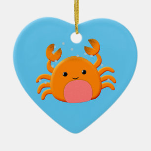 Cute Crab Cartoon Ceramic Ornament