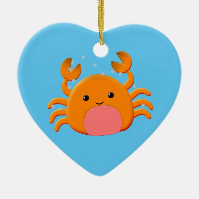 Cute Crab Cartoon Ceramic Ornament (Front)