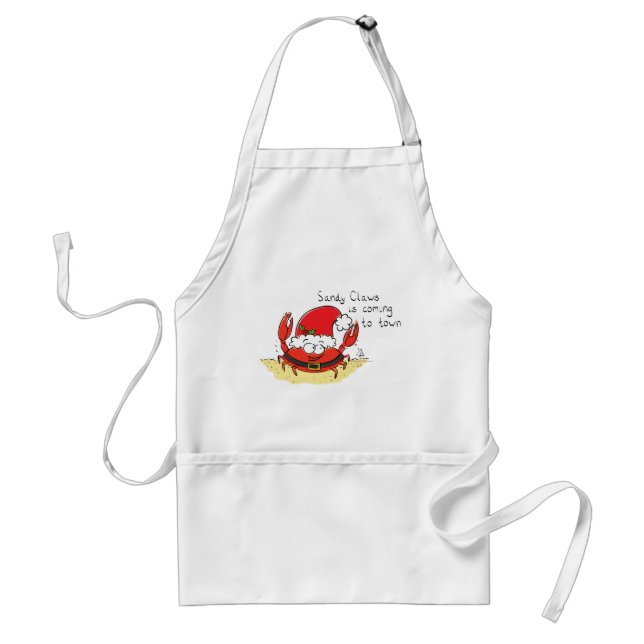 Cute Crab Christmas Funny Holiday Santa Cartoon Adult Apron (Front)