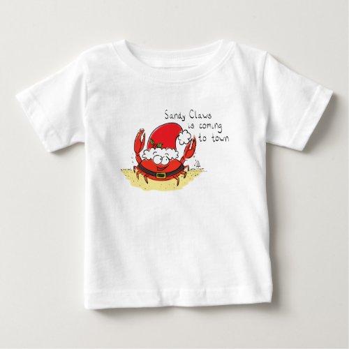 Cute Crab Christmas Funny Holiday Santa Cartoon Baby T_Shirt