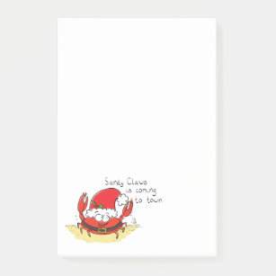 Cute Crab Christmas Funny Holiday Santa Cartoon Post-it Notes