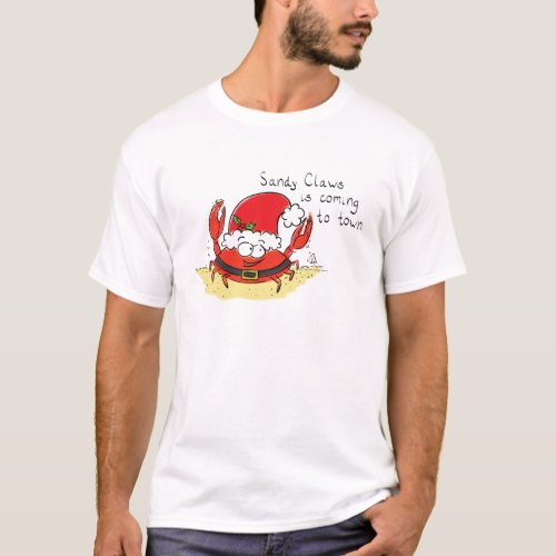 Cute Crab Christmas Funny Holiday Santa Cartoon T_Shirt