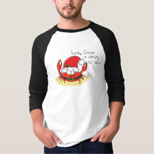 Cute Crab Christmas Funny Holiday Santa Cartoon T-Shirt