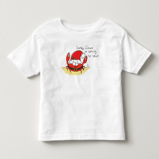 Cute Crab Christmas Funny Holiday Santa Cartoon Toddler T-shirt (Front)