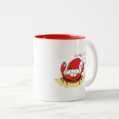 Cute Crab Christmas Funny Holiday Santa Cartoon Two-Tone Coffee Mug (Front Right)