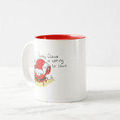 Cute Crab Christmas Funny Holiday Santa Cartoon Two-Tone Coffee Mug (Front Left)