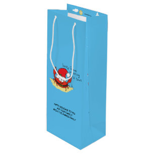 Cute Crab Christmas Funny Holiday Santa Cartoon Wine Gift Bag