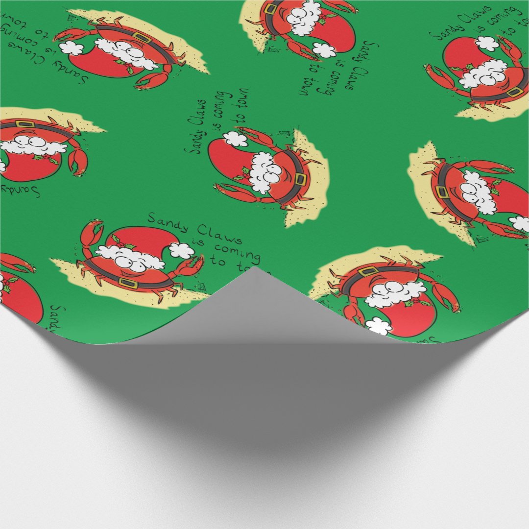 Cute Crab Christmas Funny Holiday Santa Cartoon Wrapping Paper Zazzle