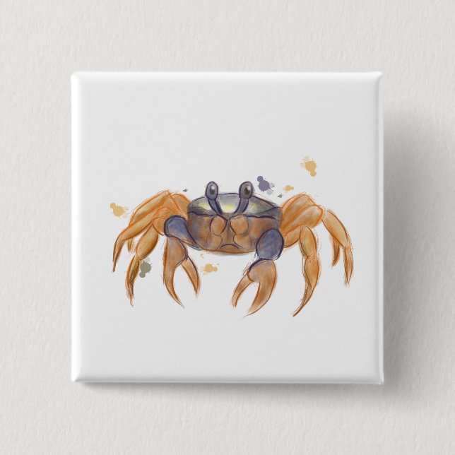 Cute crab drawing button (Front)