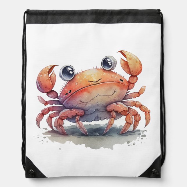 Cute Crab Drawstring Backpack (Front)