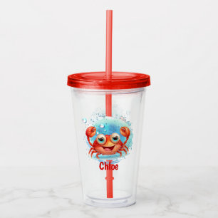 Cute Crab Name Kids Acrylic Tumbler