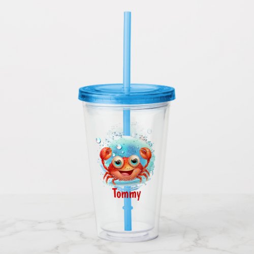 Cute Crab Name Kids  Acrylic Tumbler