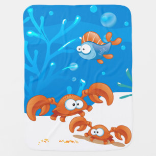 Cute Crab Ocean Aquatic Baby Blanket