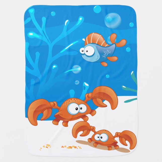 Cute Crab Ocean Aquatic Baby Blanket (Front)