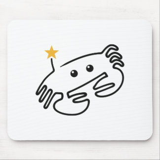 Cute Crab One Line Art with Red Heart Mouse Pad