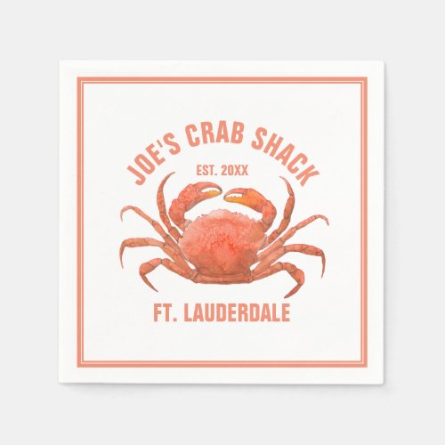 Cute Crab Orange Watercolors Illustration Napkins