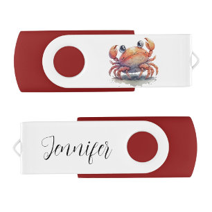 Cute Crab Personal Name USB Drive