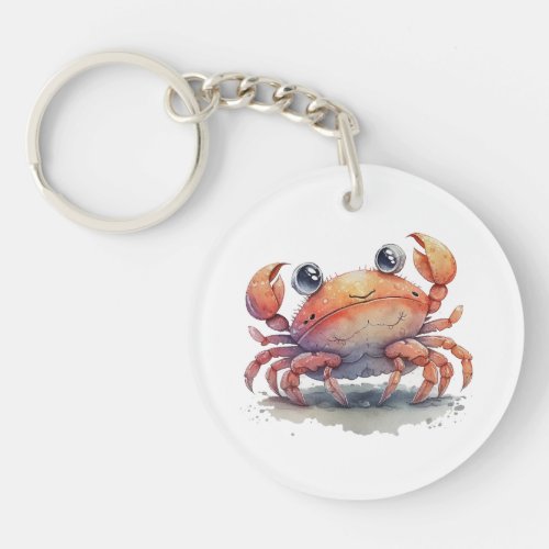 Cute Crab Round Acrylic Keychain